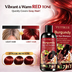 7 In 1 Burgundy Hair Dye Shampoo Instant Gray Coverage 100ml