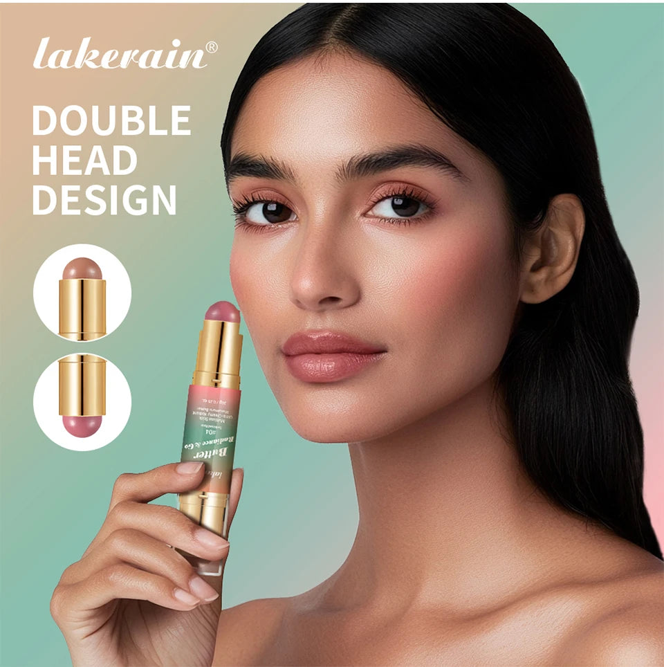 Dual-Ended Cream Bronzer and Blush Stick for Face and Lips