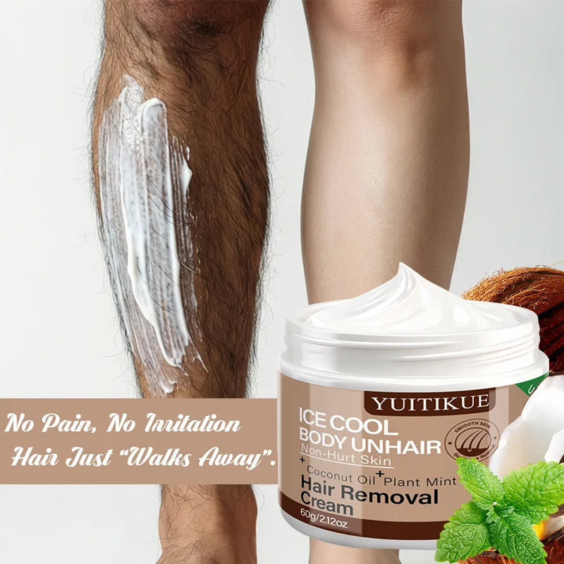 Ice Cool Body Hair Removal Cream 60g Coconut Oil and Mint - 5