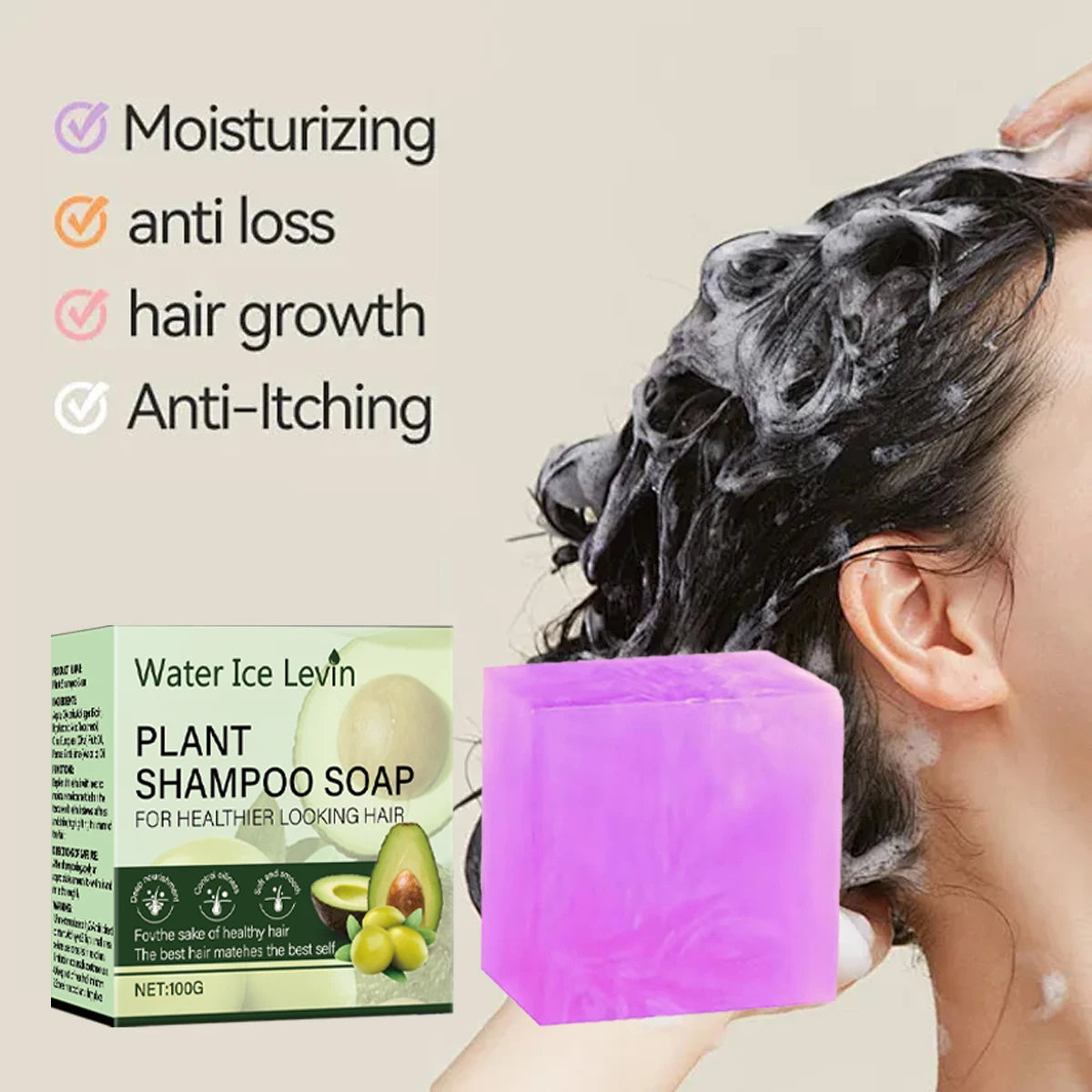 Plant Shampoo Soap Bar with Collagen and Olive Fruit Oil
