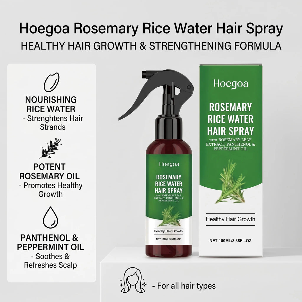 Rosemary Rice Water Hair Growth Spray for Damaged Hair