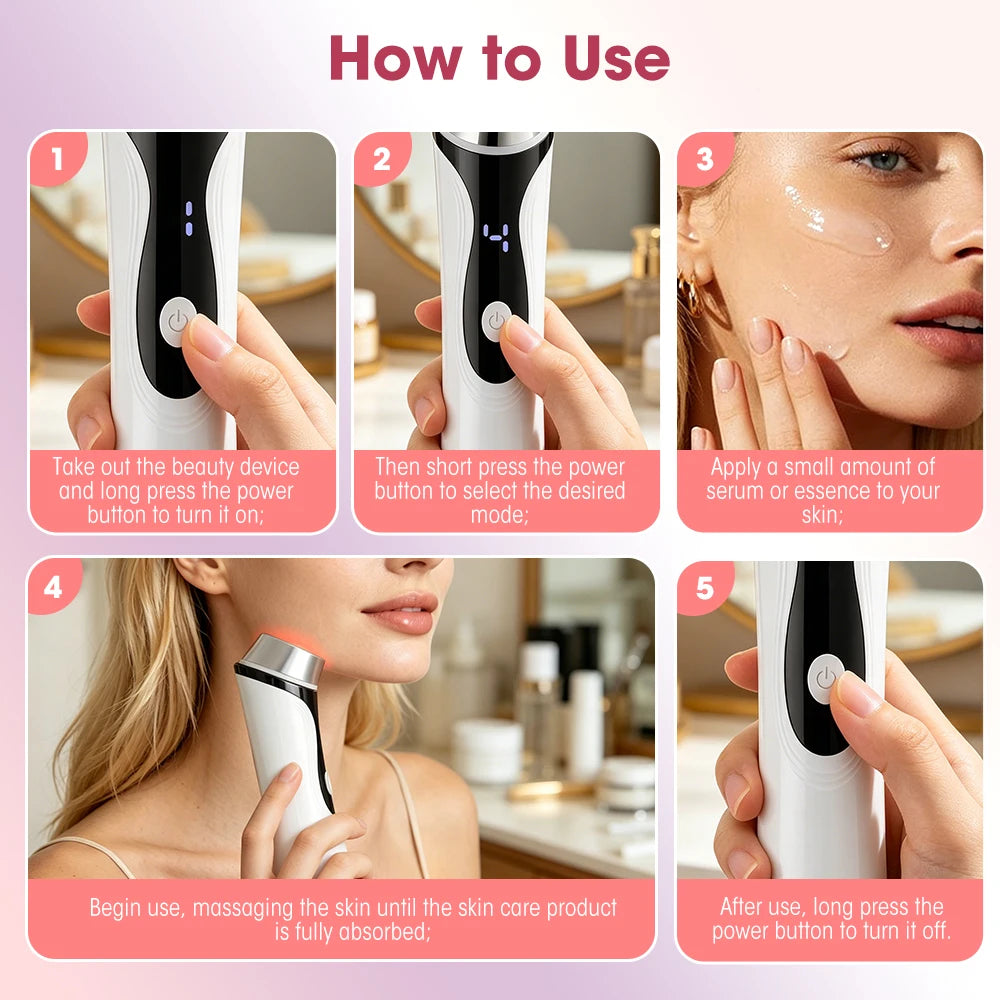 4-in-1 LED Facial Massager for Skin Tightening and Rejuvenation