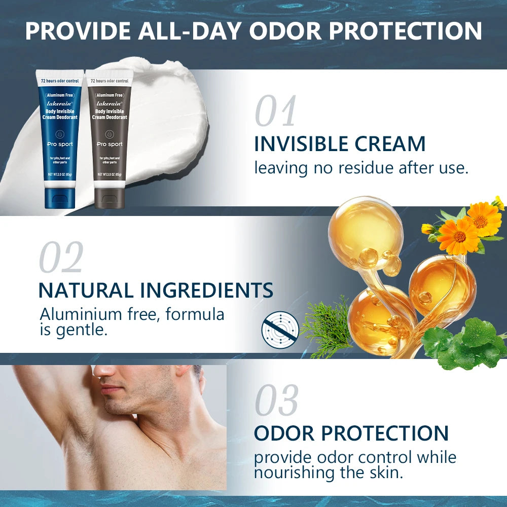 All-Day Invisible Body Deodorant Cream for Odor Control