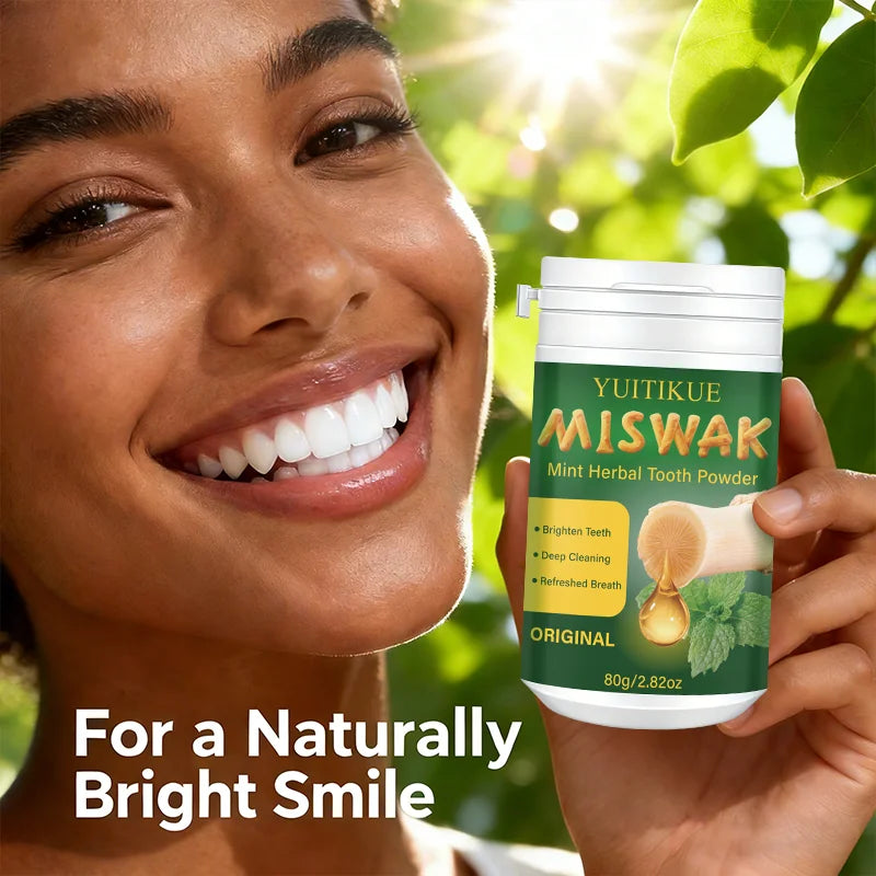 Miswak Mint Herbal Tooth Powder Natural Teeth Whitening Cleaner 80g
