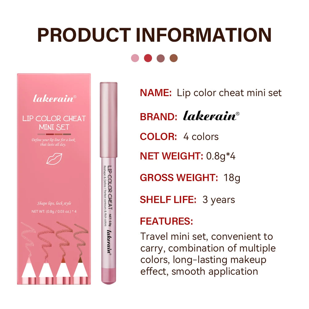 Waterproof Long-Lasting Matte Lip Liner Pencil Set - 7