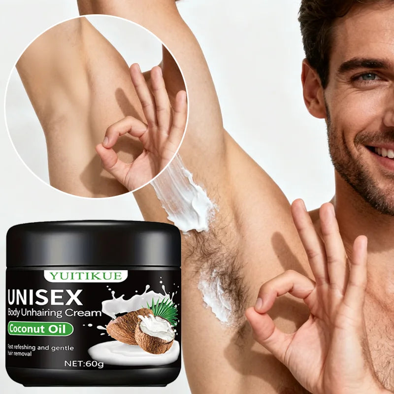 YUITIKUE Unisex Body Hair Removal Cream Gentle Coconut Oil Depilatory