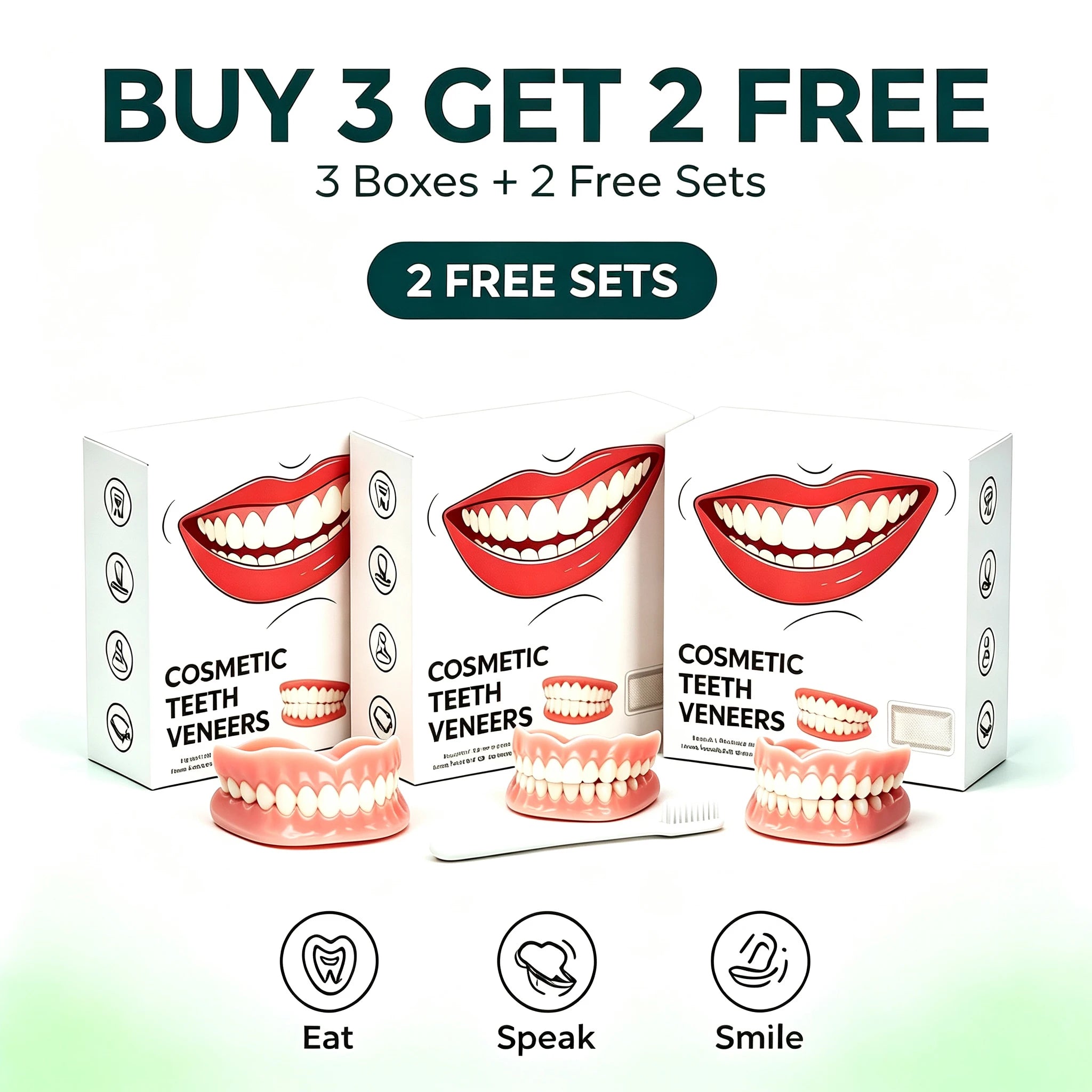 Comfortable Fit Silicone Denture Set with Storage Case - 16