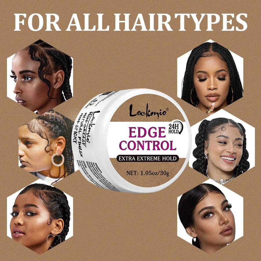 Hair Styling Wax Stick Edge Control Gel and Black Castor Oil Set - 4