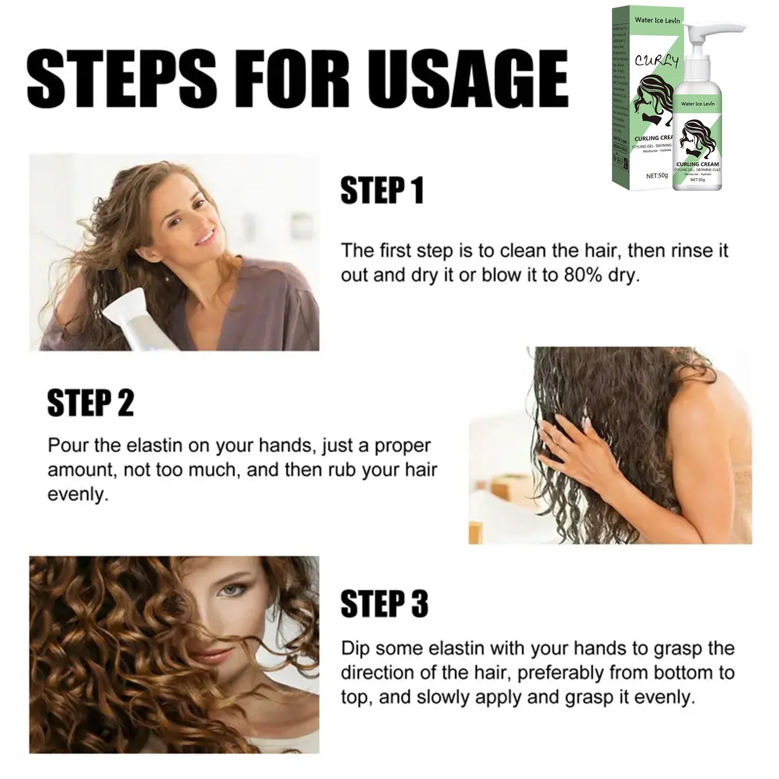 Curly Hair Elastin Moisturizing Styling Cream 50g - 6