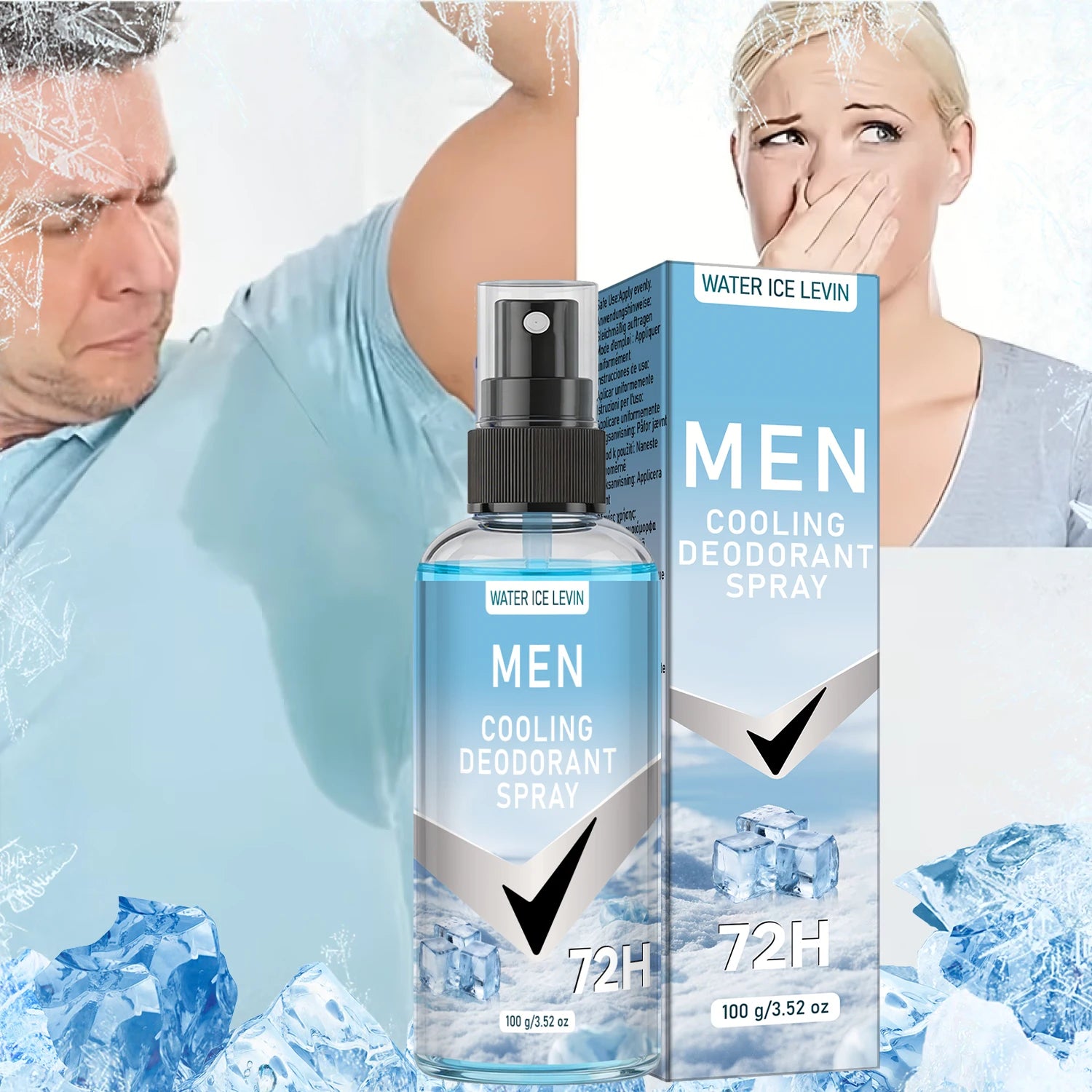 Water Ice Levin Cooling Deodorant Spray for Men Long Lasting Freshness - 3