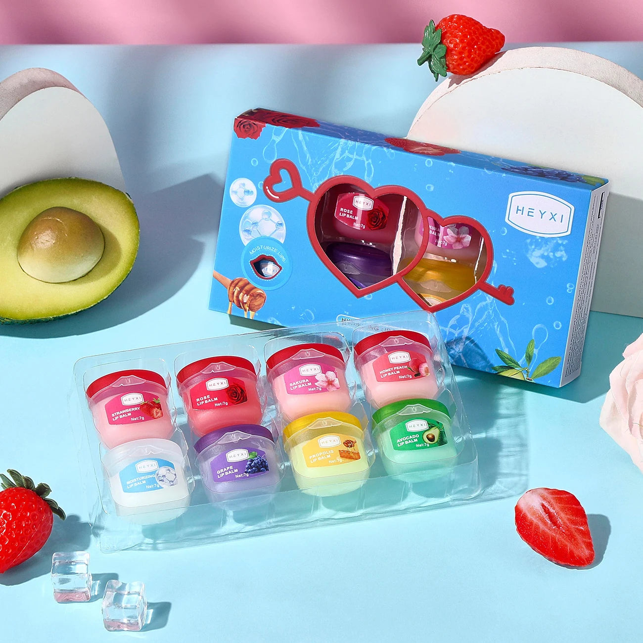 8 Piece Fruity Lip Balm Set Moisturizing Daily Lip Care - 7