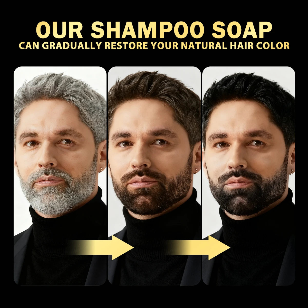 Goiple Black Hair Shampoo Bar Gray Coverage Natural Hair Darkening Soap
