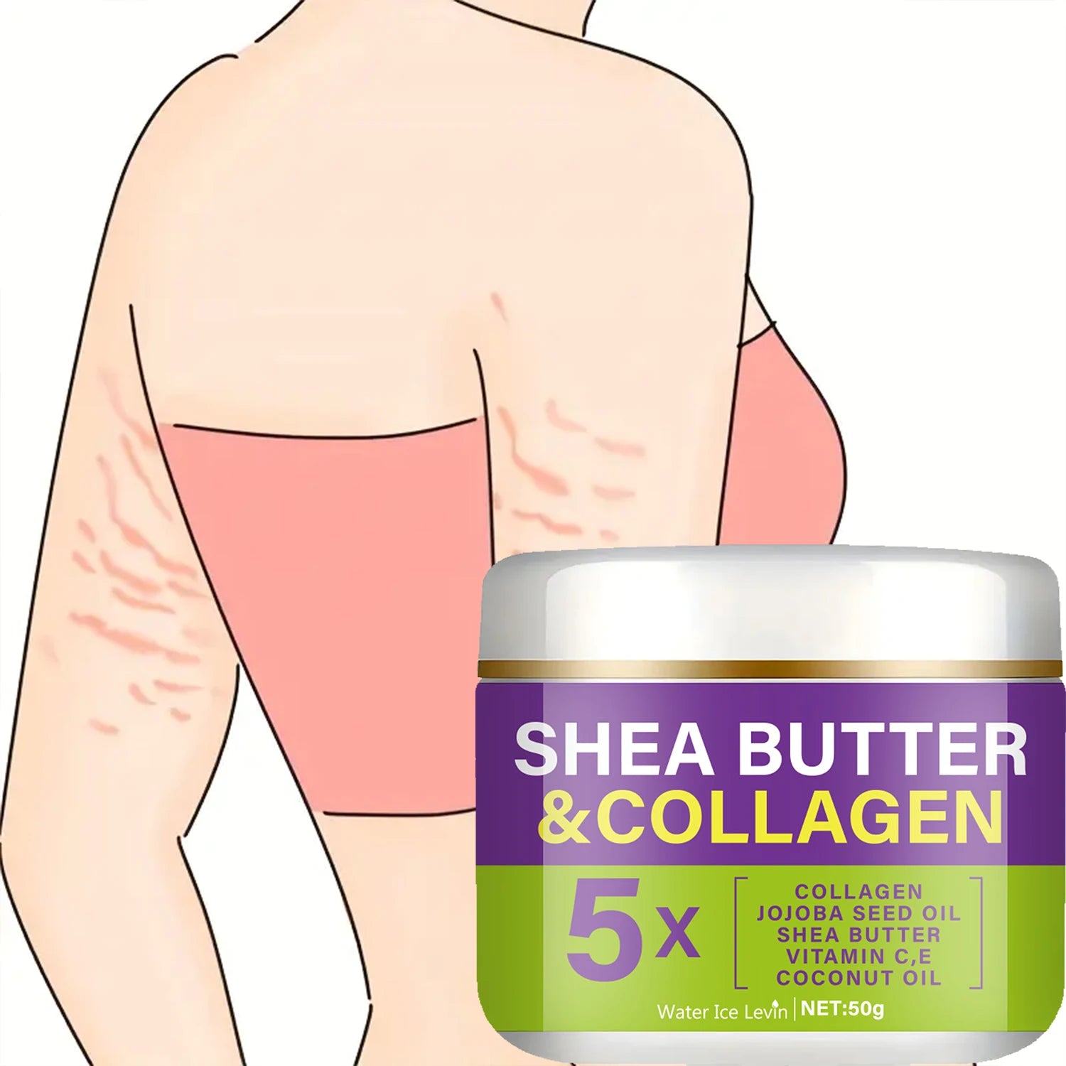 Shea Butter Collagen Stretch Mark Cream Hydrating Body Nourisher - 4