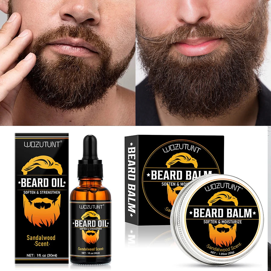 Beard Care Kit Sandalwood Grooming Set for Men Growth and Softening