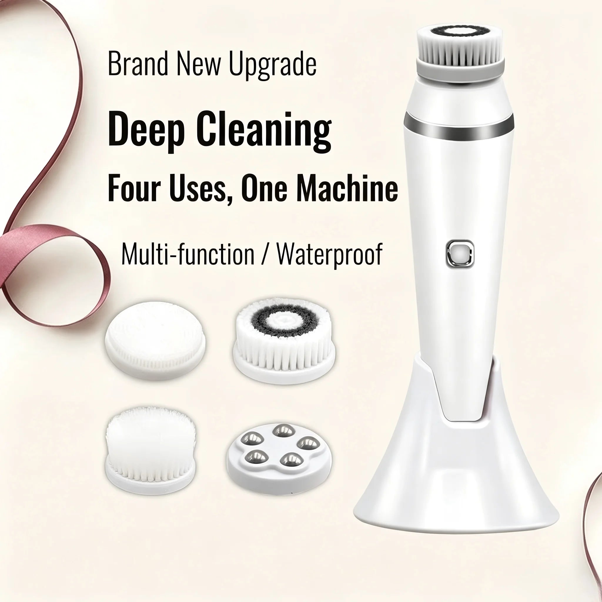 4-in-1 Electric Rotating Facial Cleansing Brush and Massager - 1