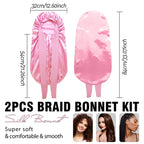 2 Pack Silk Sleep Bonnet Adjustable Hair Protection Cap for Frizz Control