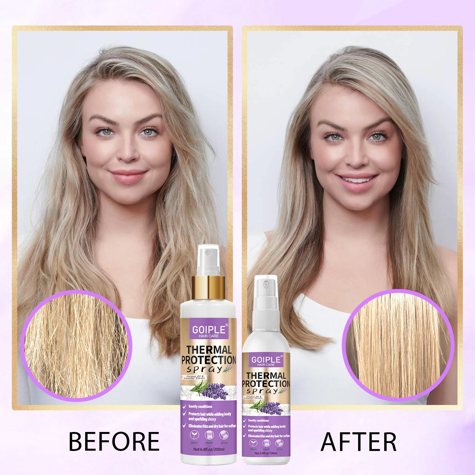 Lavender Extract Thermal Hair Protection Spray for Natural Hair and Wigs