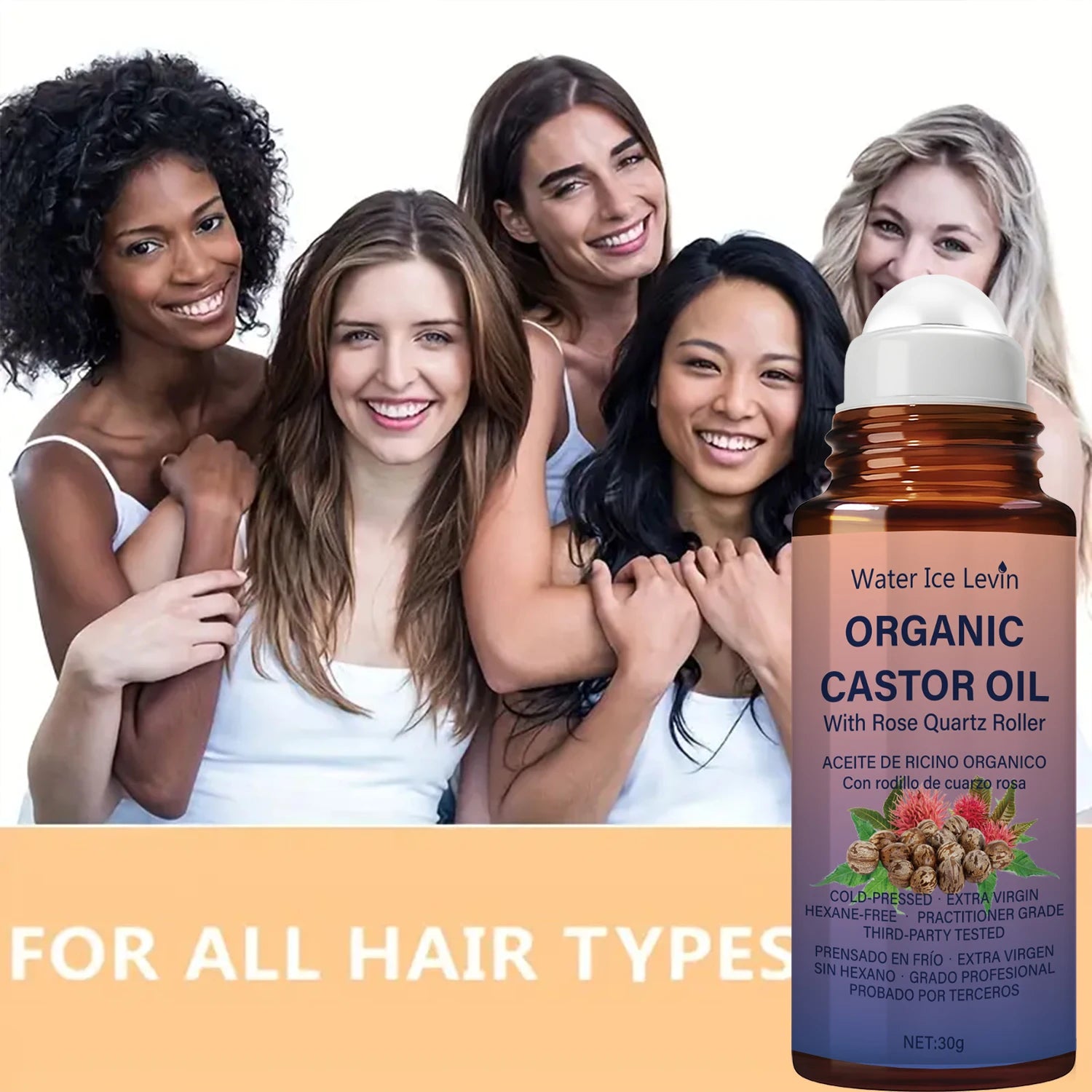 Organic Castor Oil with Rose Quartz Roller Hair and Skin Conditioner - 4
