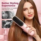 Cordless Ionic Hair Straightening Brush for Fast Styling