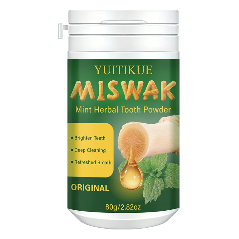 Miswak Mint Herbal Tooth Powder Natural Teeth Whitening Cleaner 80g