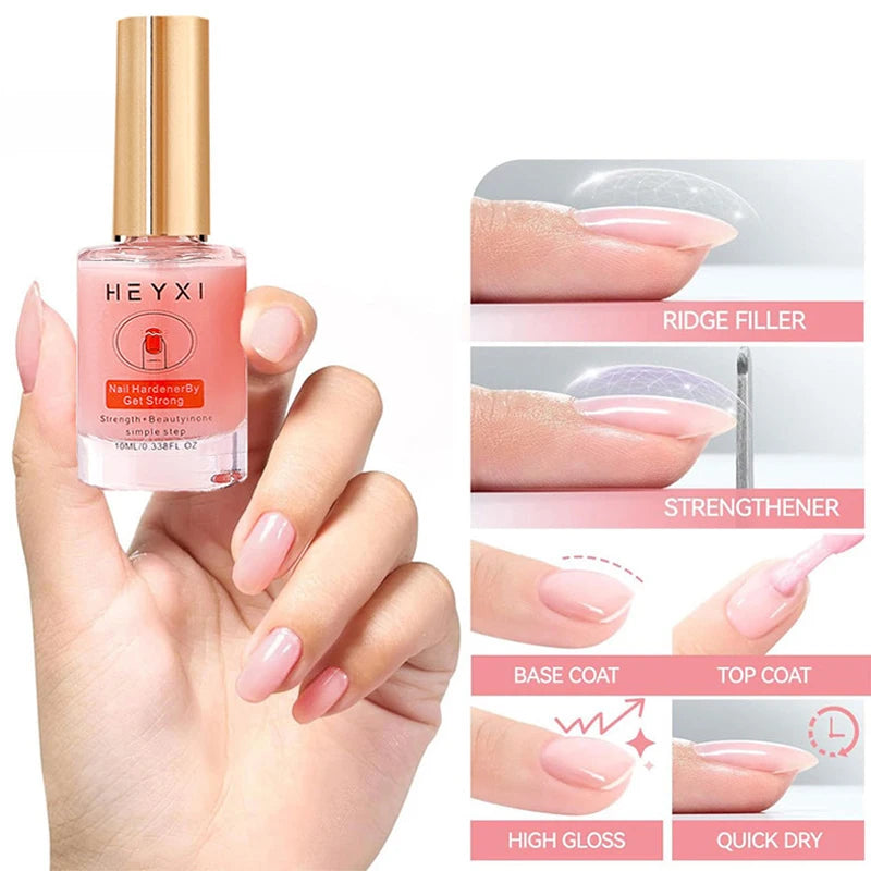 HEYXI Pink Nail Hardener Polish Strengthening Gloss Treatment 10ml