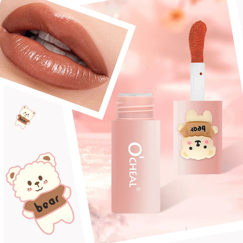 O'CHEAL Teddy Bear Matte Lip Gloss Waterproof Long Lasting Lipstick