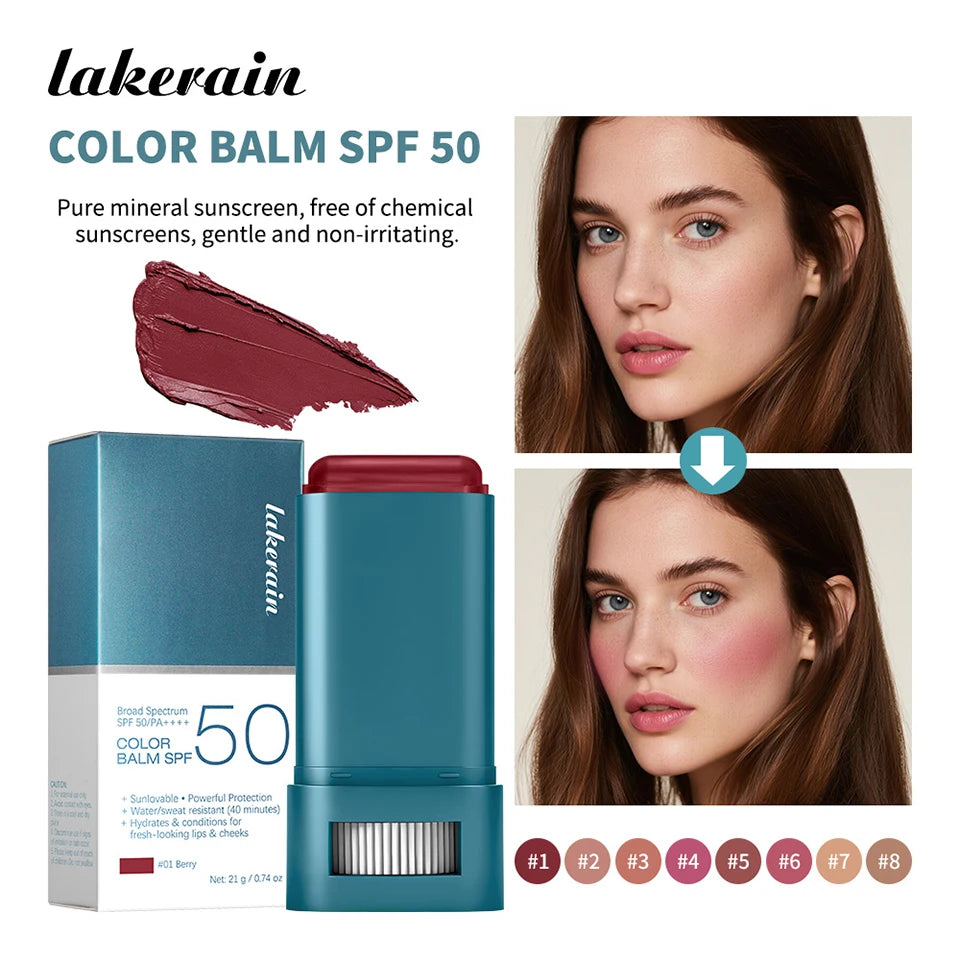SPF 50 Hydrating Blush Stick for Face and Lips