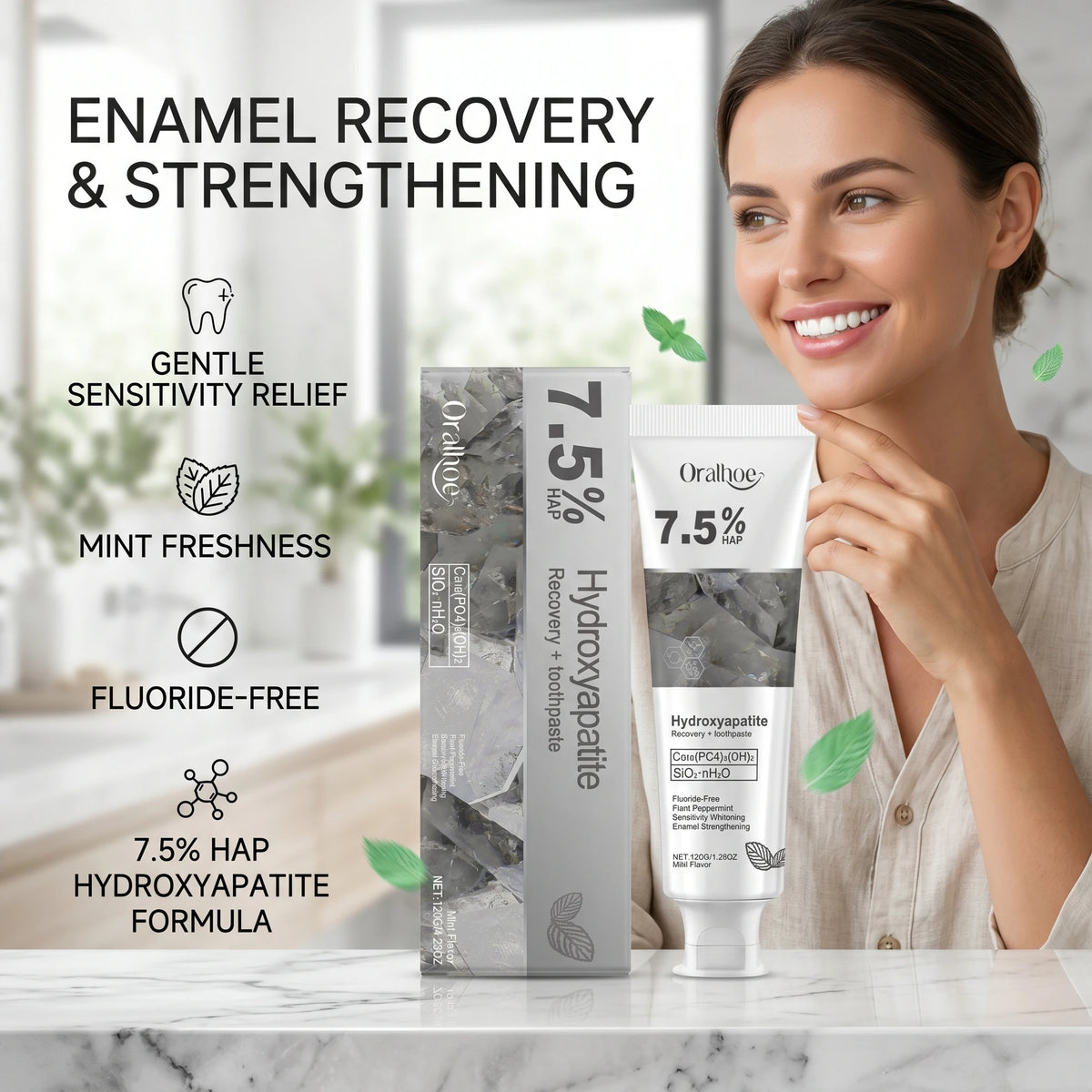 Hydroxyapatite Enamel Repair and Whitening Toothpaste