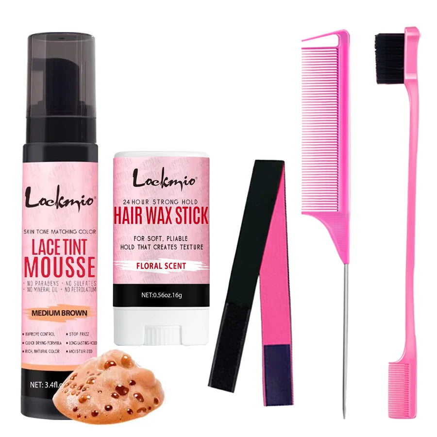 Lockmio Lace Tint Mousse and Wax Stick Hair Styling Wig Tool Kit - 14