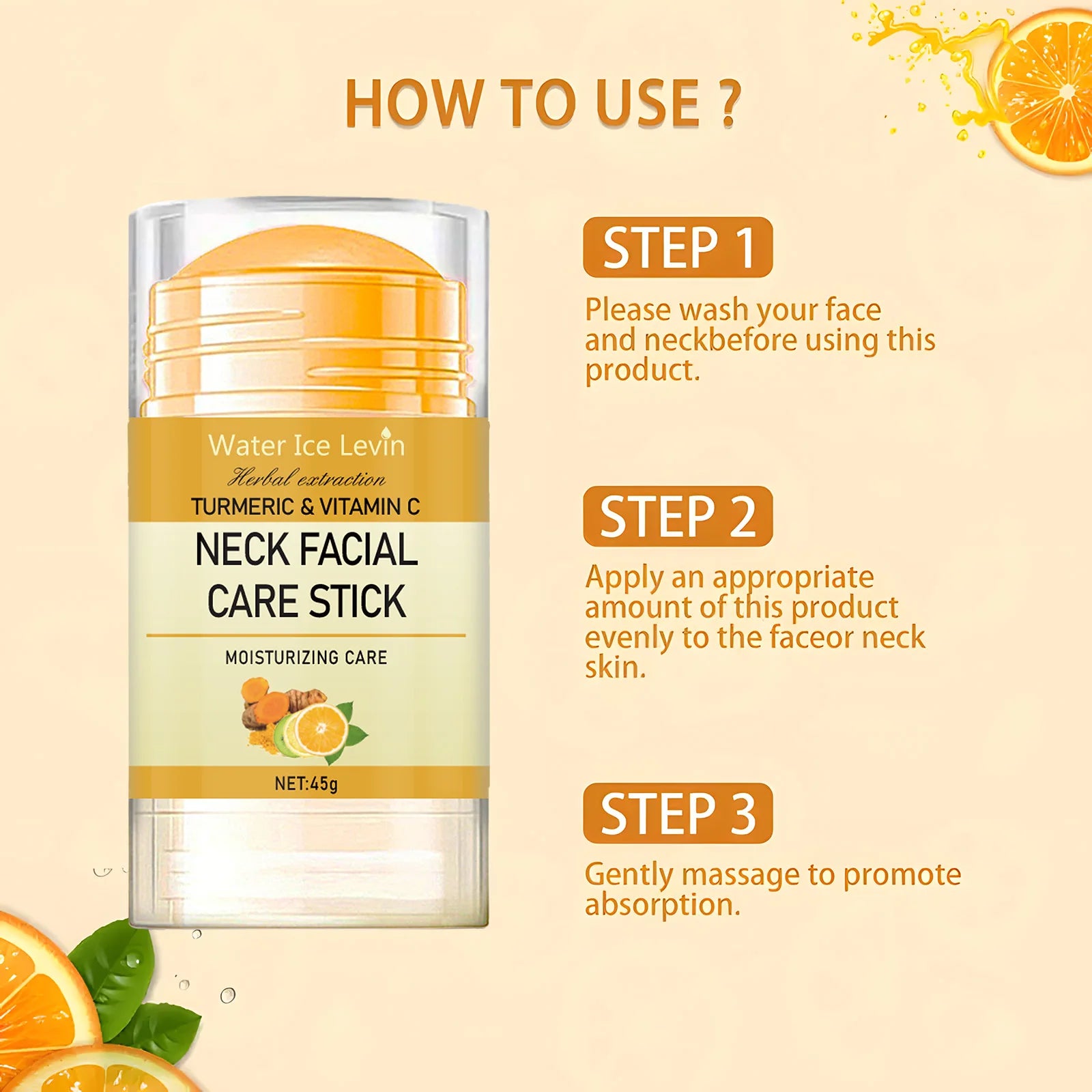 Water Ice Levin Turmeric Vitamin C Neck Firming Anti Aging Cream Stick - 4