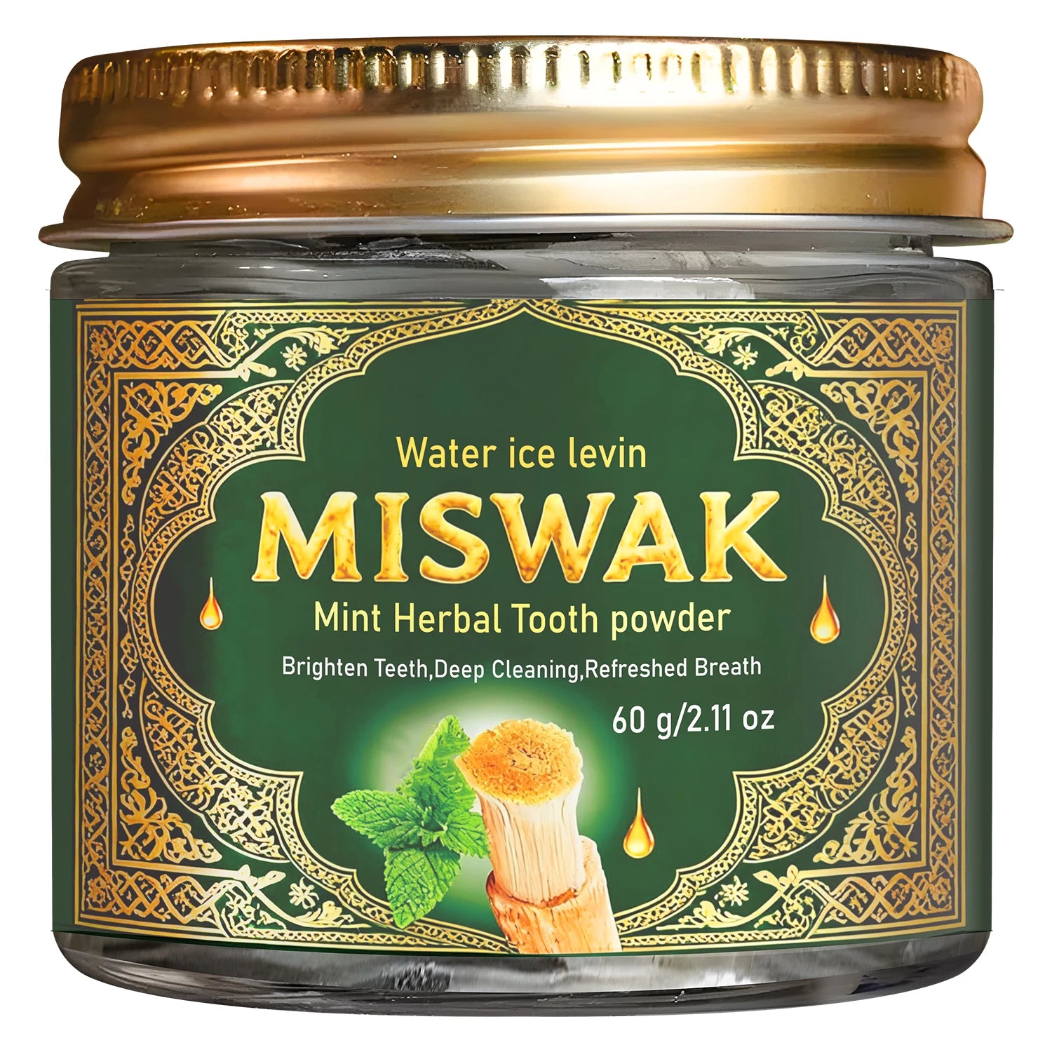Miswak Mint Herbal Tooth Powder Charcoal Teeth Whitening 60g - 6