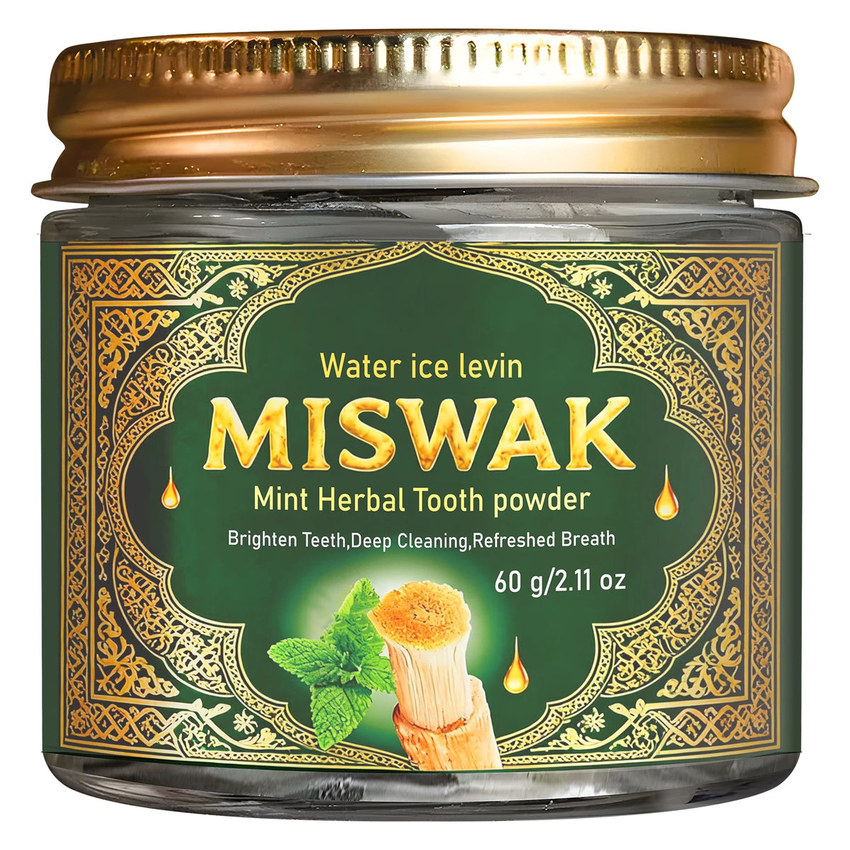 Miswak Mint Herbal Tooth Powder Charcoal Teeth Whitening 60g