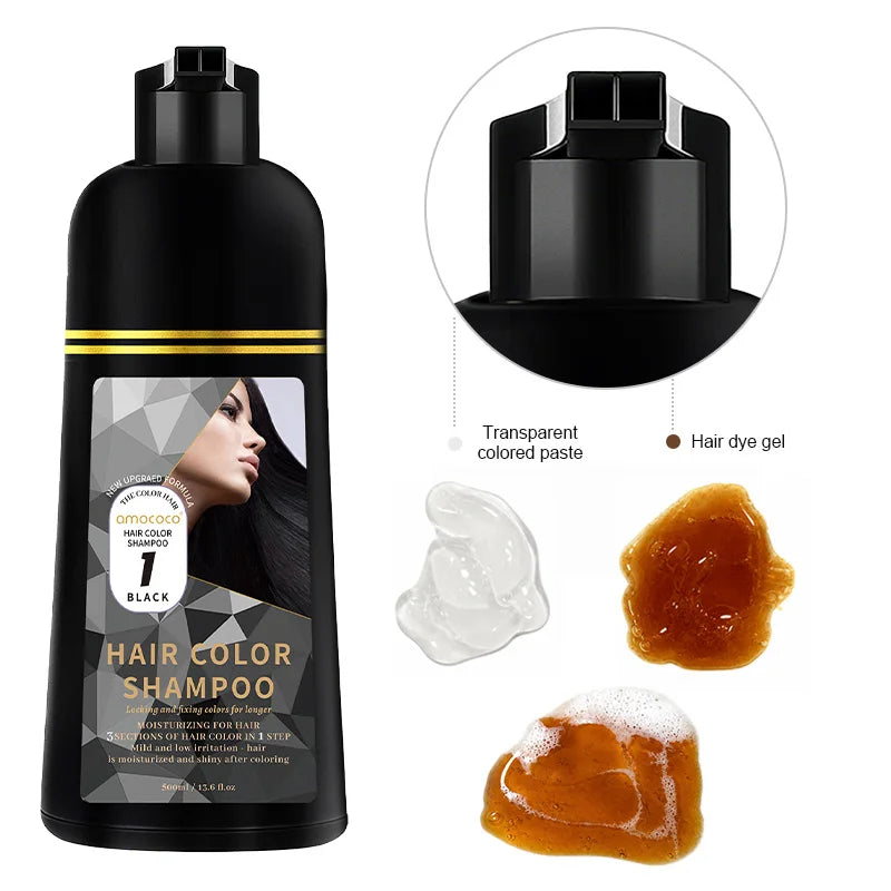 500ml Hair Color Shampoo for Black Brown Coffee and Burgundy Coloring