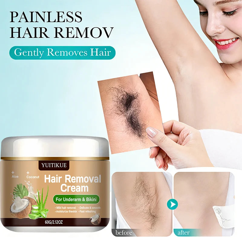 Underarm and Bikini Hair Removal Cream 60g Aloe and Coconut Infused - 6