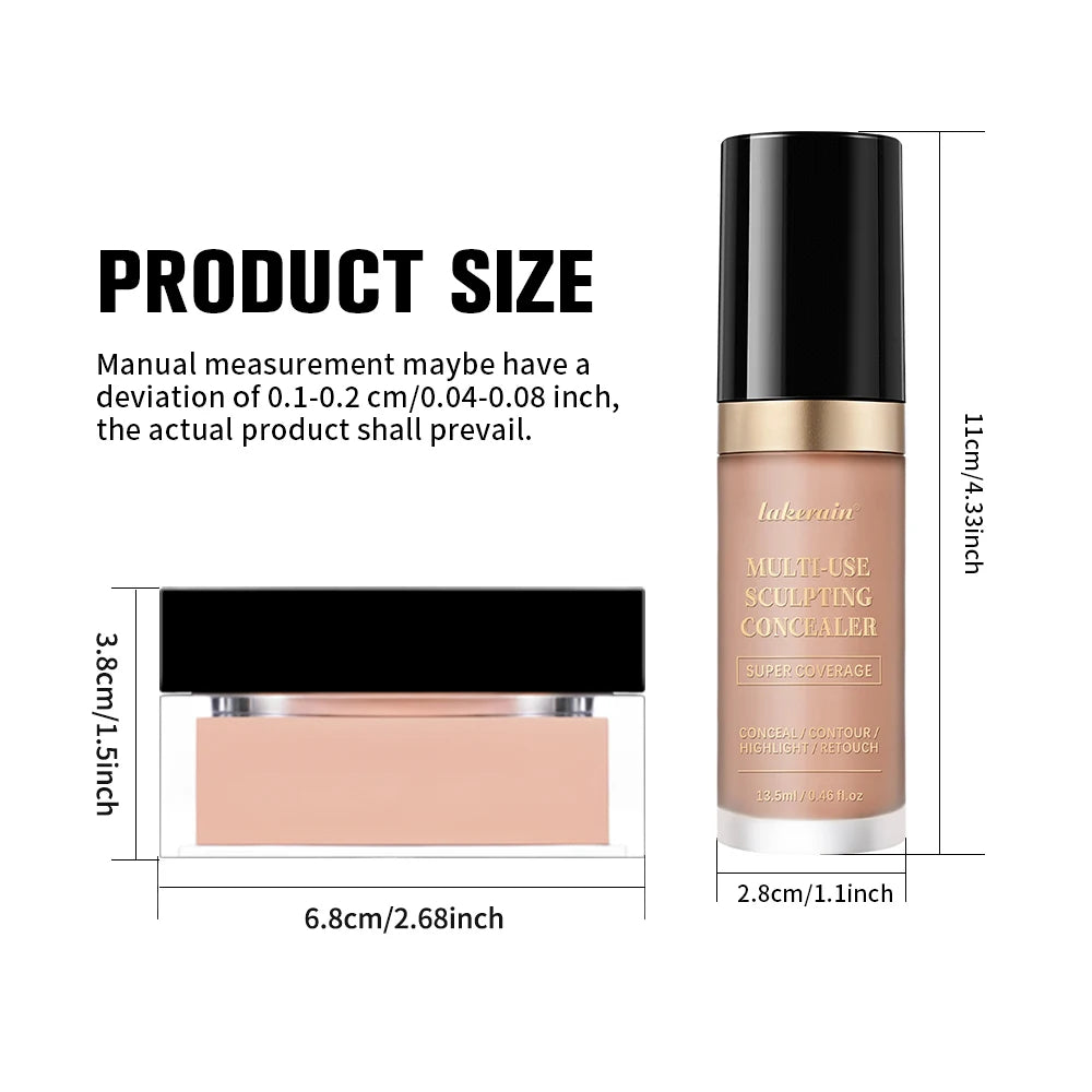 Face Concealer and Matte Setting Powder Makeup Set - 8