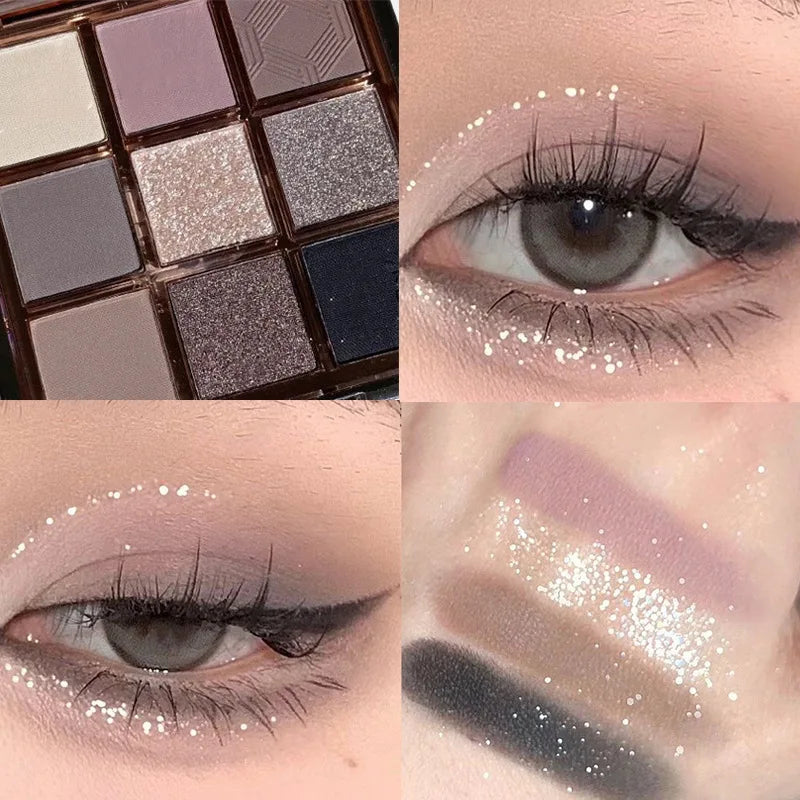 9 Color Eyeshadow Palette Vibrant Glitter and Matte Makeup Kit