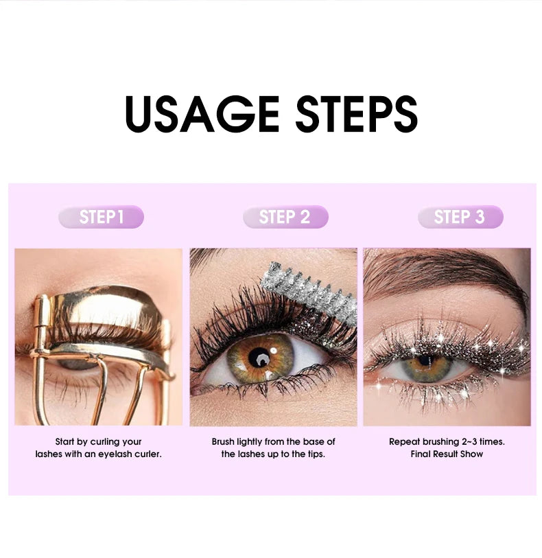 Glitter Mascara Waterproof Shiny Lash Enhancer for Party Makeup