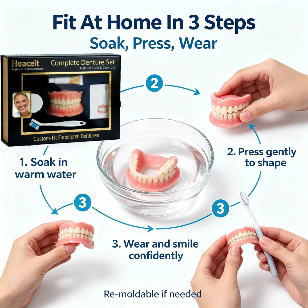 Comfort Fit Fake Teeth Set for Natural Smile