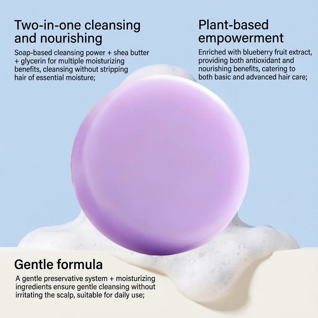 Blueberry Fields Solid Hair Conditioner Bar for Frizz Repair 60g