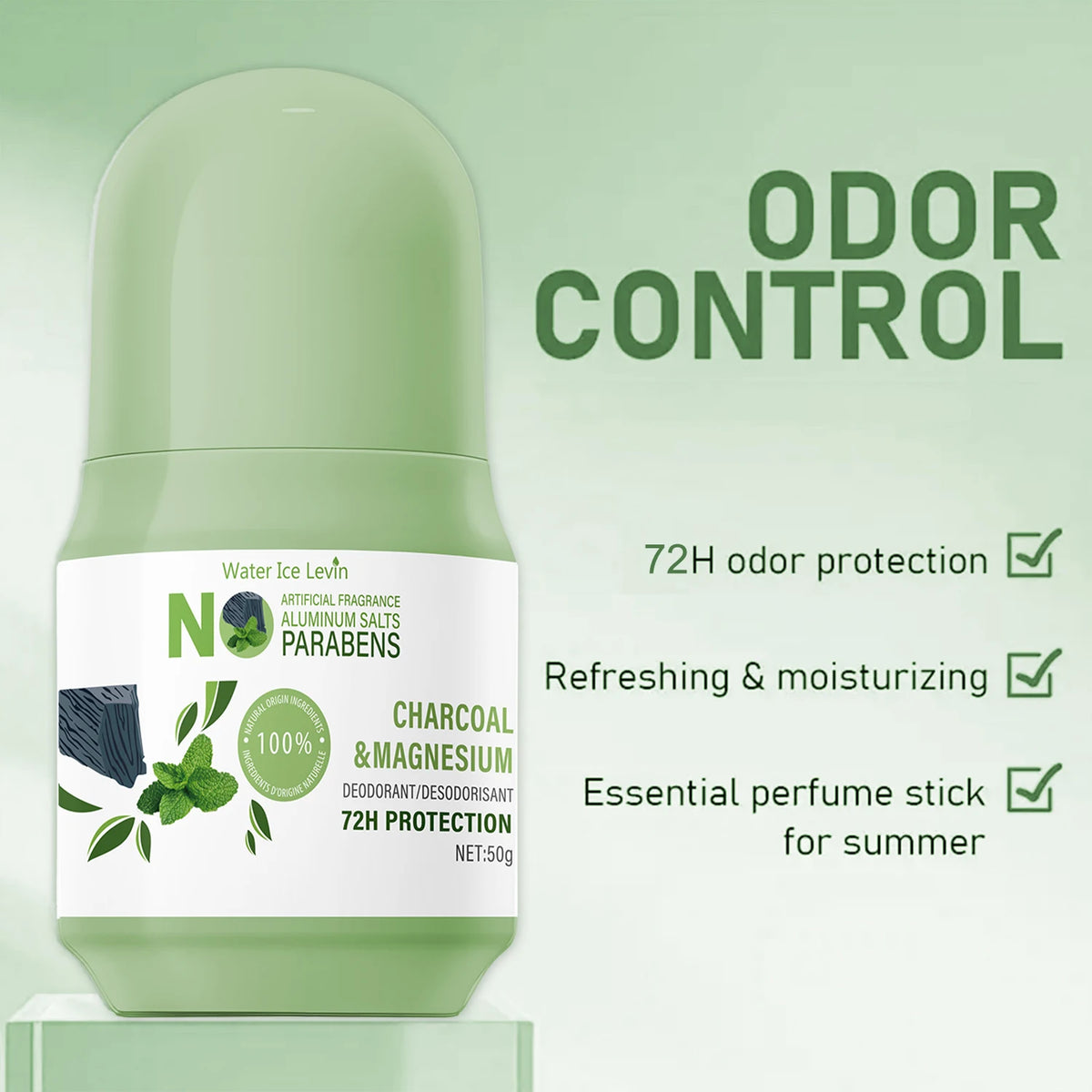 Water Ice Levin Natural Deodorant Stick Aluminum Free 72H Protection