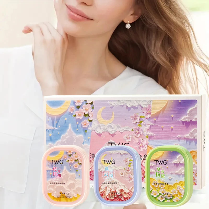 TWG Flower Season Solid Fragrance Set 3pc Portable Perfume Balm