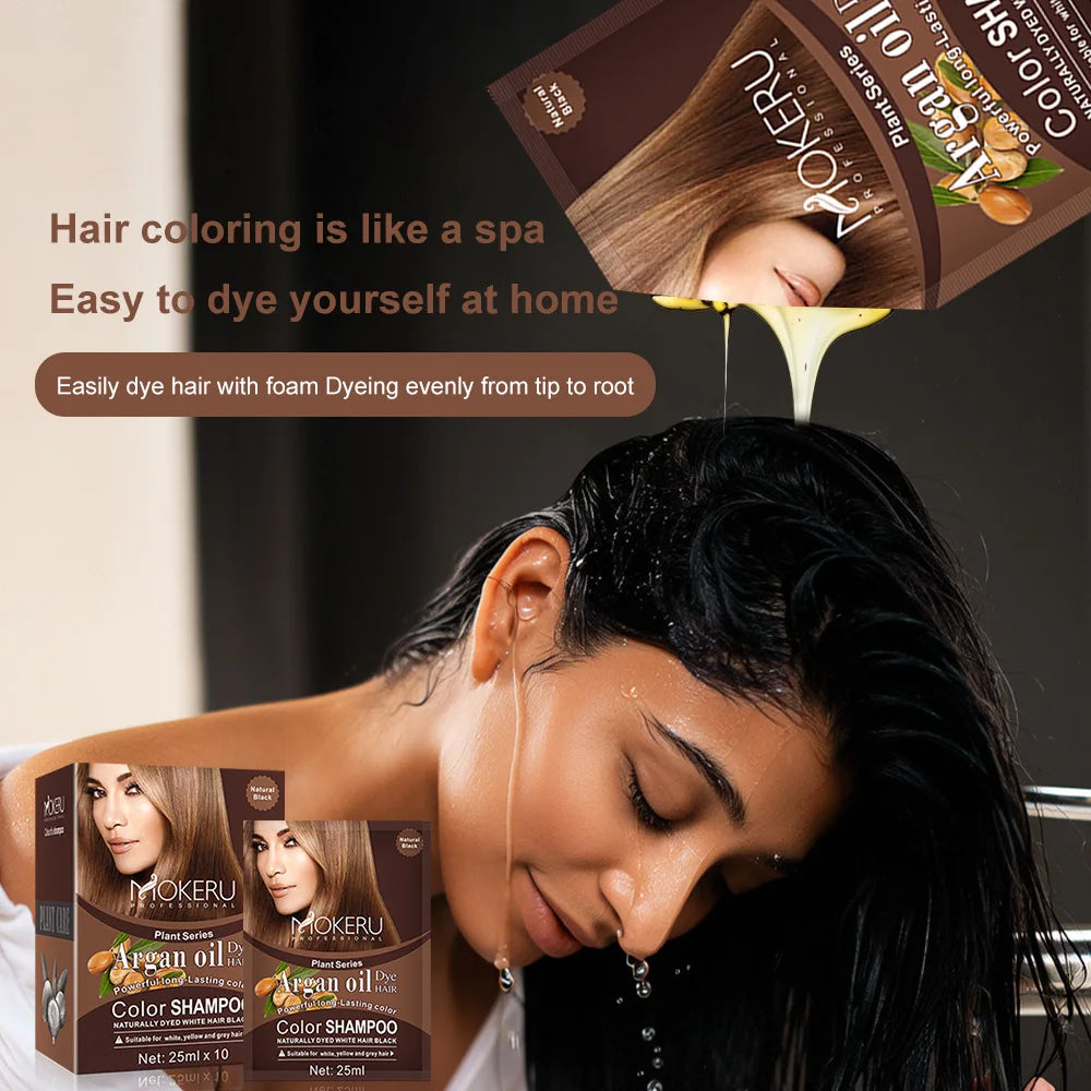 Argan Oil Hair Color Shampoo 4 in 1 Plant Extract Unisex Coloring - 4