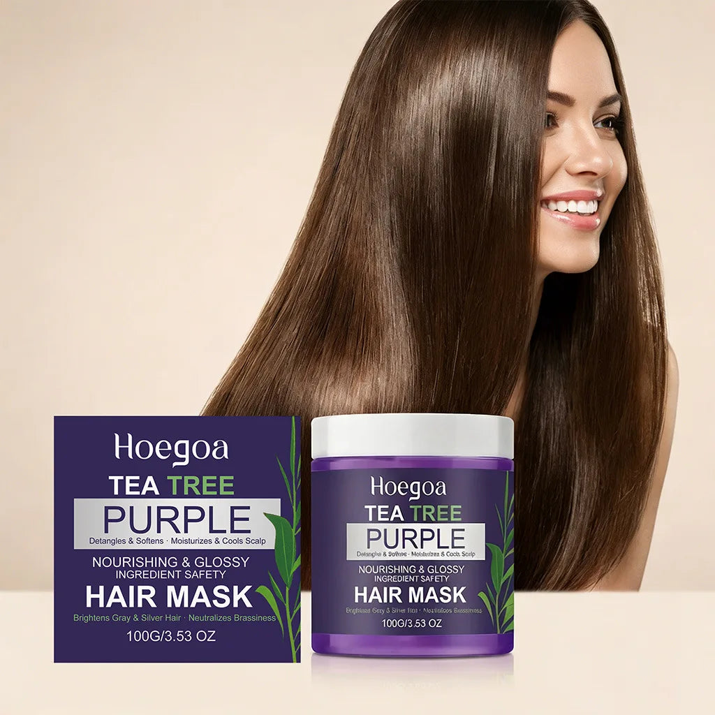 Tea Tree Purple Hair Mask for Neutralizing Brassiness and Hair Repair - 1
