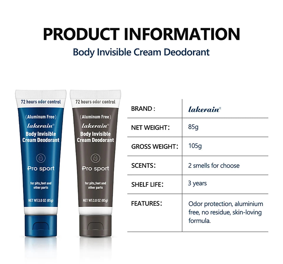 All-Day Invisible Body Deodorant Cream for Odor Control