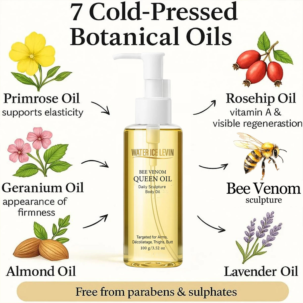 Bee Venom Body Oil Firming Sculpting Contouring Moisturizer 100g