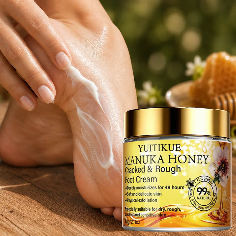 YUITIKUE Manuka Honey Foot Cream for Cracked Heels and Dry Skin Repair