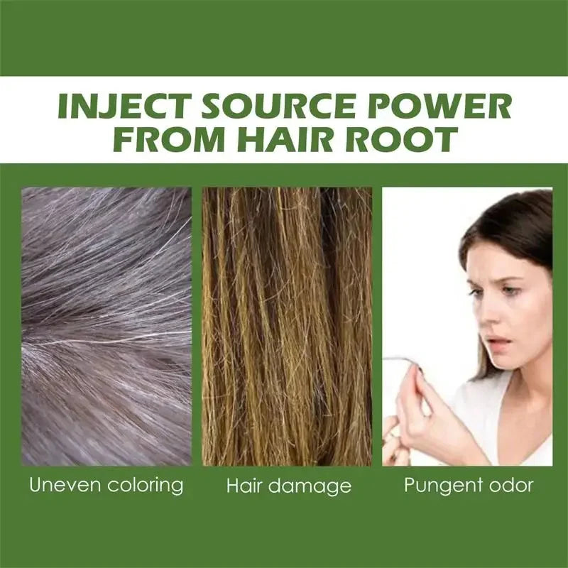 Natural Plant Herbal Extract Hair Dye Shampoo for Gray Hair Coverage