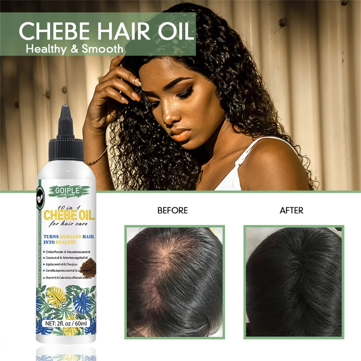 Goiple Chebe Hair Growth Set Nourishing Oil Powder and Mask Kit - 11