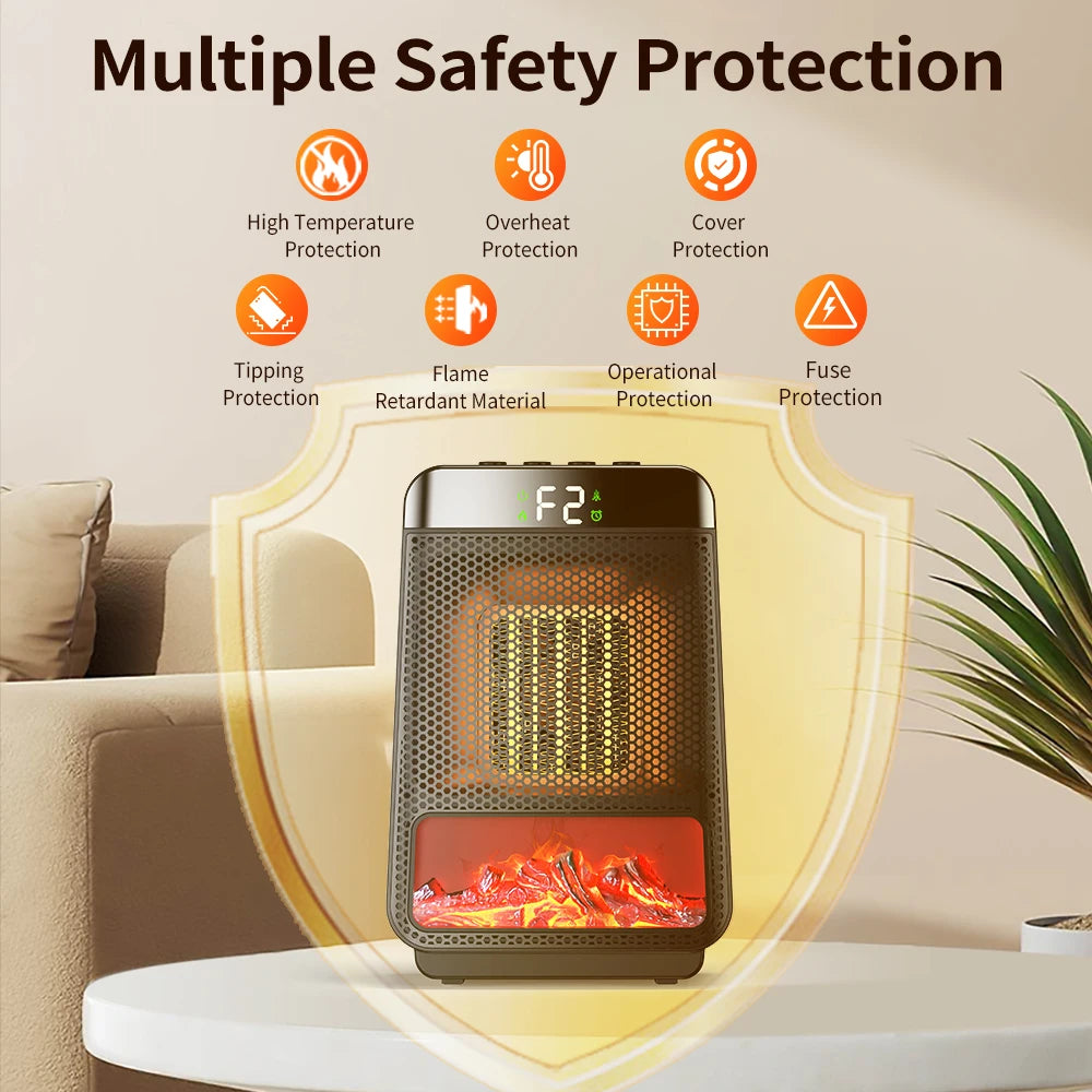 Portable Electric Space Heater with Flame Effect