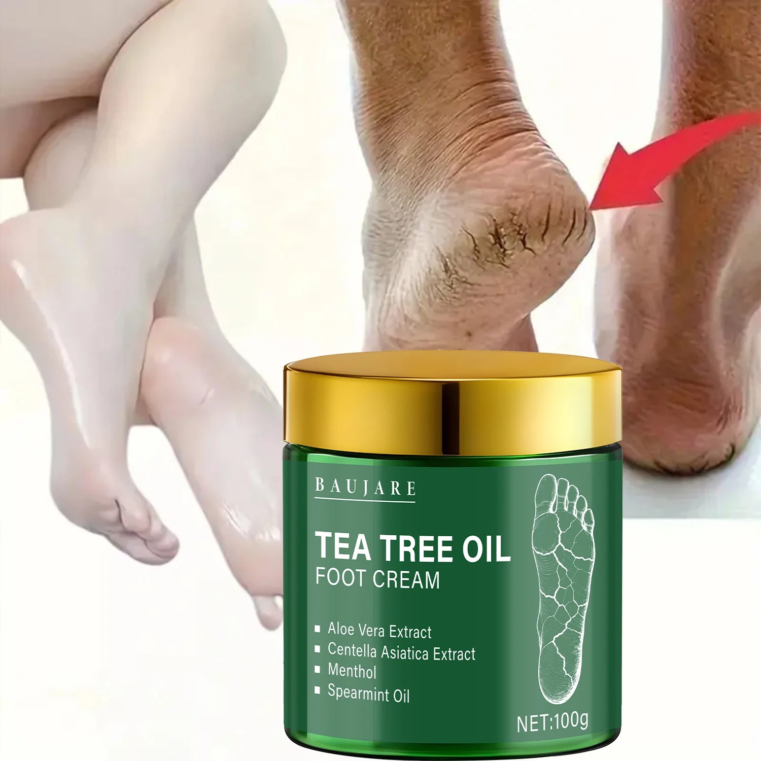 Tea Tree Oil Foot Cream Moisturizer for Dry Cracked Heels and Skin - 1